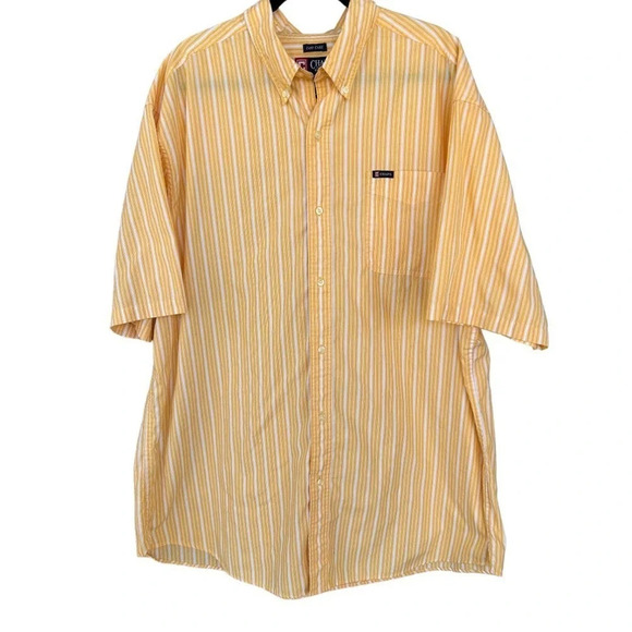 CHAPS Men's Easy Care Yellow Striped Button Up Size 2XLT - Picture 1 of 4
